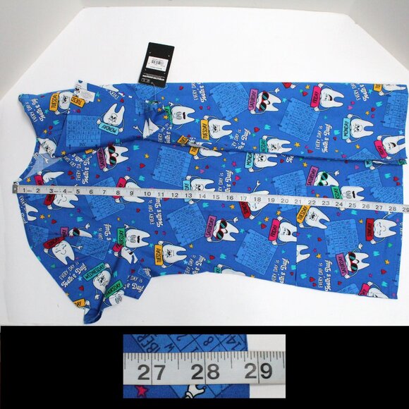 NWT Dickies Dental Theme Short Sleeve V Neck Graphic Scrub Top With Pockets - Picture 9 of 15